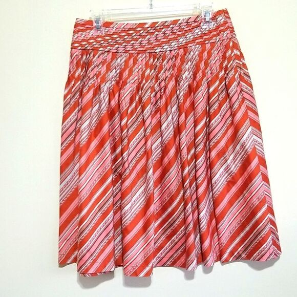 Talbots Orange Strip Skirt Sz 4 - Picture 4 of 6